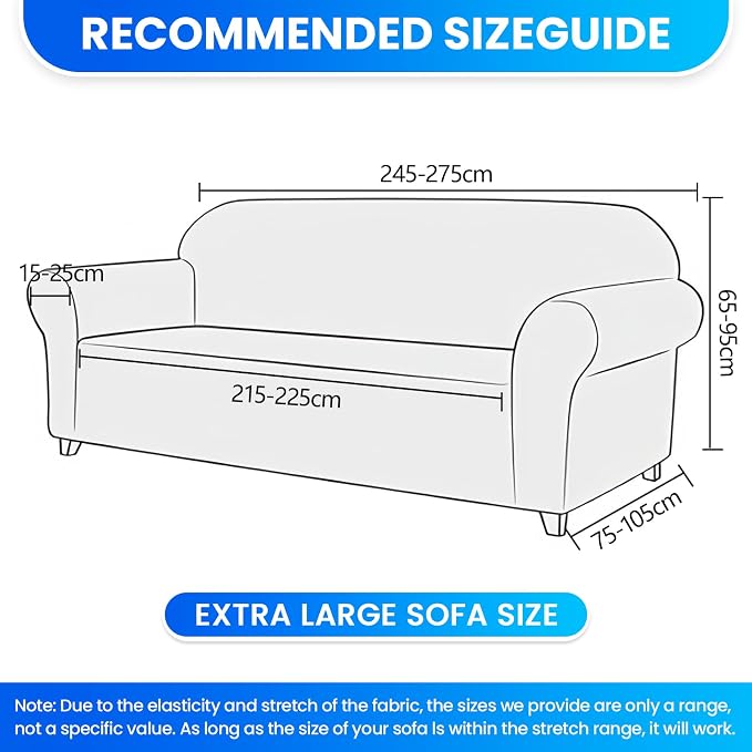 Stretch Sofa Cover Non-Slip Washable Furniture Protector | Stretch, 91"-110".Soft, Non Skid Foam, Elastic Bottom, Machine Washable, for Kids & Pets, Couch & Sofa, Light Gray - Image 3