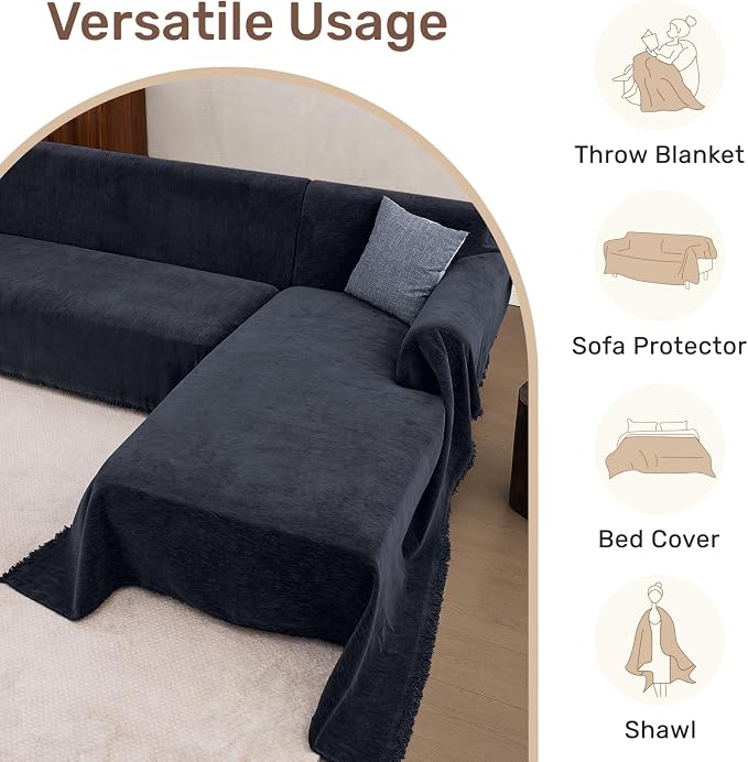 2 Pieces Sectional Couch Covers L Shaped Cover XXXL Navy Blue | Thick Washable Fabric for L Shaped Sectional Sofa, Anti-Pet Hair, Stain & Wear Resistant, Easy Care & Installation - Image 6