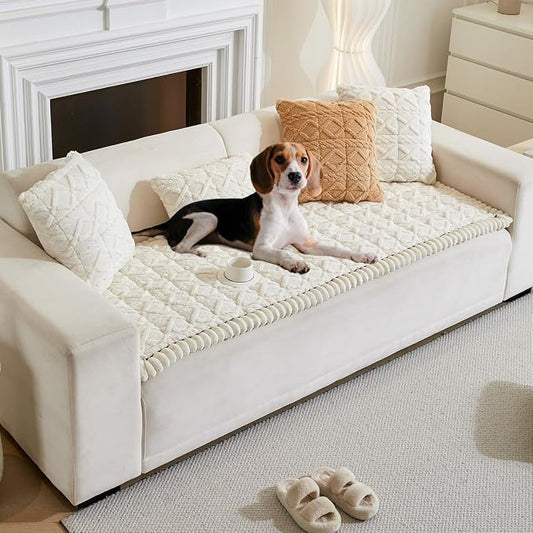 Tiwwie Couch Cover for Dogs Fuzzy Sofa Covers for Pet, Non Slip Sofas Pad | Dog Cover for Couch with Grip Backing, Pet-Friendly Washable Sofa Slipcover Cushion Protector, Pet Dogs Mat by TIWWIE