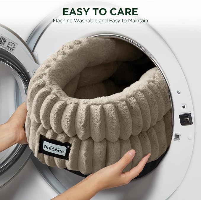 BALANCE Cat Bed Kitten Bed, Washable Round Cat Beds for Indoor Cats,Super Soft Plush Faux Fur Pet Bed for Puppy and Kitten with Anti-Slip Bottom - Image 7