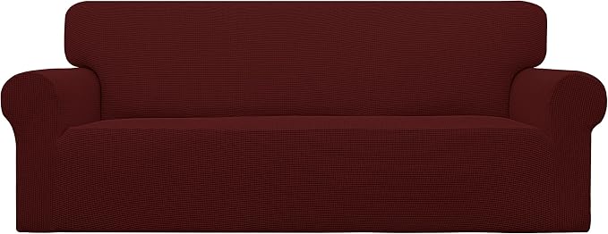 Easy-Going Stretch Oversized Sofa Couch Slipcover Washable Wine | 1-Piece Extra large Sofa Cover Furniture Protector Couch Soft with Bottom for Kids, Polyester Spandex Jacquard by Easy-Going