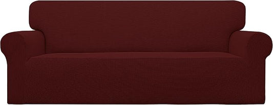 Easy-Going Stretch Oversized Sofa Couch Slipcover Washable Wine | 1-Piece Extra large Sofa Cover Furniture Protector Couch Soft with Bottom for Kids, Polyester Spandex Jacquard by Easy-Going