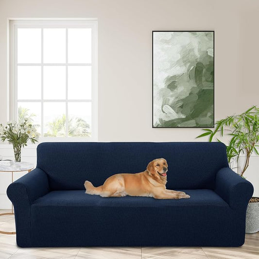 Stretch Couch Covers for Sofa Washable, Large, Navy | 3seat sofa covers for 3 cushion couch, Furniture Protector Couch Slipcover cubre sillones para sala for Kids, Dogs by LuxshareHome