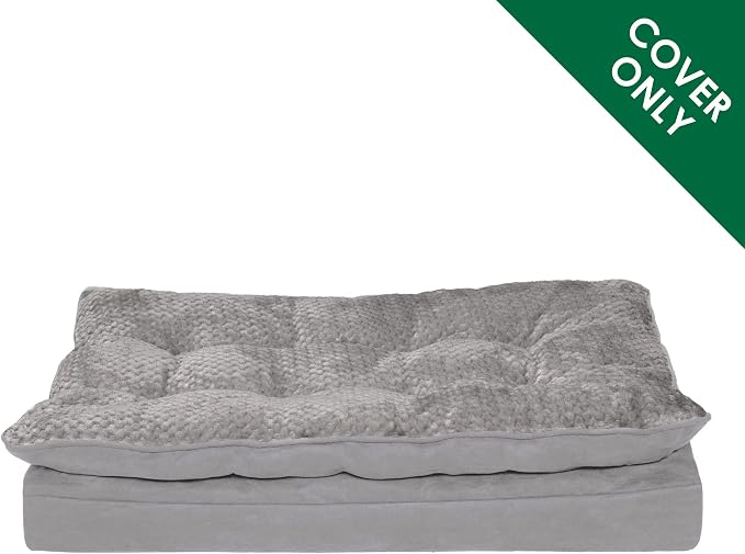 Furhaven Replacement Dog Bed Cover Minky Plush & Suede Pillow Top Mattress, Machine Washable - Titanium Gray, Medium - Image 2