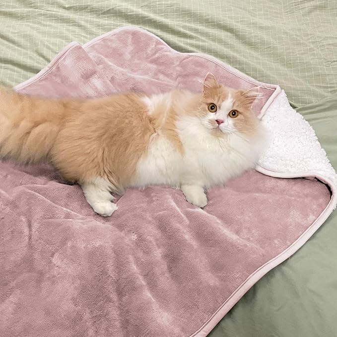 Waterproof Blanket for Bed Couch Sofa, Soft Liquid Pee Proof Pet Blanket for Dog Puppy Cat, Reversible Sherpa Fleece Furniture Protector (Dusty Pink, 30x40 inches) - Image 2