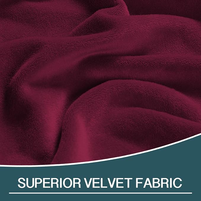 FantasDecor Chaise Lounge Velvet Luxury Covers for Living Room Indoor Stretch Slipcover for Chaise Lounge Ultra Soft Machine Washable, Burgundy - Image 3