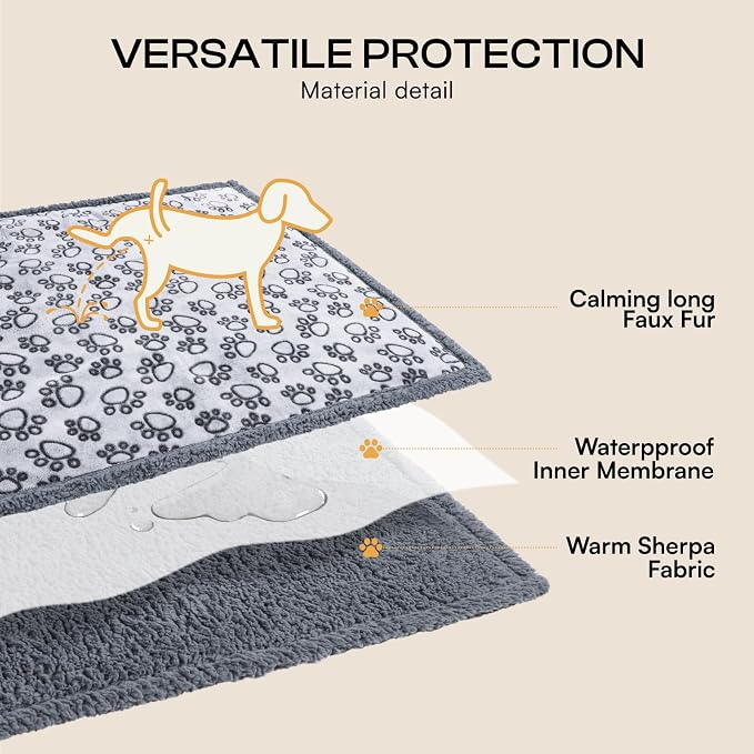 Luciphia Waterproof Pet Blankets for Couch Sofa Bed Cover Liquid Pee Proof Washable Soft Fluffy Large Dog Blanket Reversible Furniture Protection Paw Grey X-Large（85" x 57"） | Soft Print Pet Blanket Washable Pee Proof, Furniture Protector for Couch Sof... - Image 3