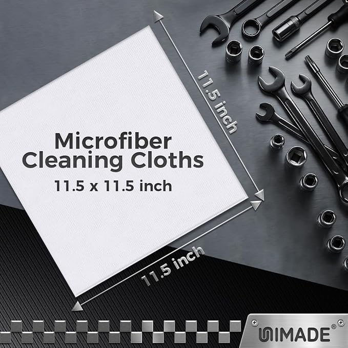 UNIMADE Shop Towels, 100 Pack Commercial Grade Work Rags Microfiber Towels | for Cars Cleaning Rags Bulk Detailing Cloth for Automotive Bar Mechanic Restaurant Garage Housekeeping, 11.5"x 11.5", White - Image 3