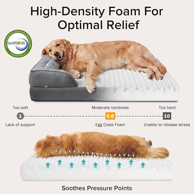 INVENHO Orthopedic Dog Beds Large Sized, XL Washable Dog Sofa with Egg-Crate Foam, Waterproof Lining and Non-Skid Bottom - Image 2