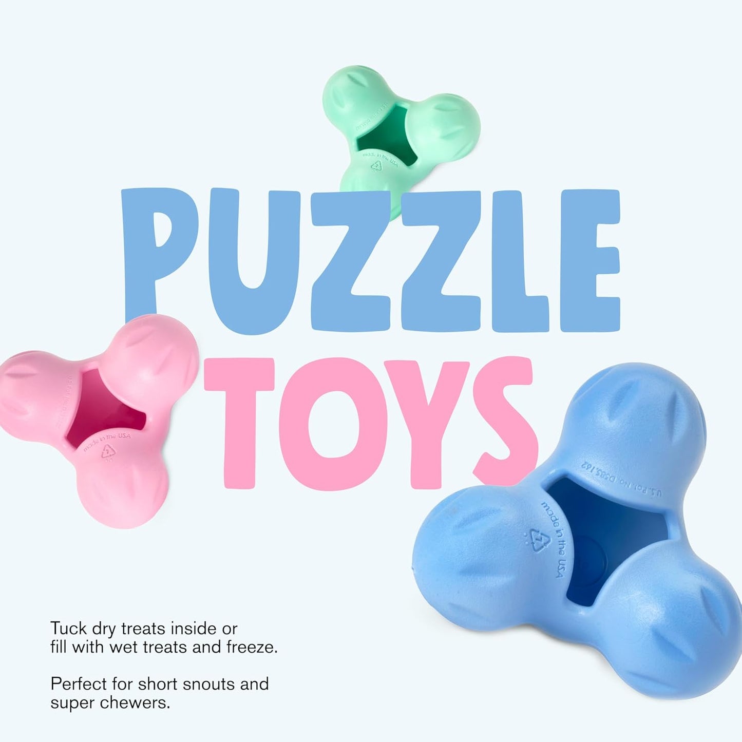 WEST PAW Zogoflex Tux Treat Dispensing Dog Chew Toy – Interactive Chewing Toy for Dogs – Dog Games for Aggressive Chewers, Fetch, Catch – Holds Kibble, Treats, Large 5", Bubblegum