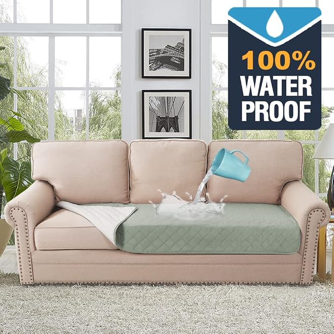H.VERSAILTEX Couch Cover for Dogs Washable 100% Waterproof Sofa Cushion Cover Dog Bed Cover Non-Slip Pet Blanket for Sofa Cushion Protector, 35" x 74", Sage - Image 3