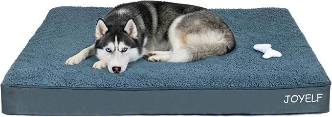 JOYELF XLarge Dog Crate Bed Mats Orthopedic Dog Bed, Egg Crate Foam Dog Mat with Removable Cover, a Squeaker Toy as Gift by JOYELF