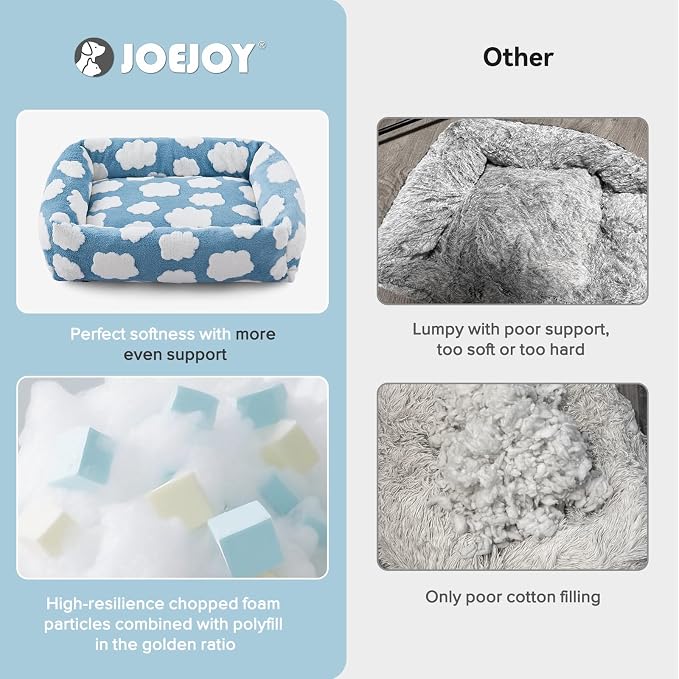 JOEJOY XL Dog Beds Large Sized Dog, Rectangle Washable Orthopedic Pet Bed with Removable Zipper Cover, Cute Soft Calming Puppy Pet Bed with Jacquard Shaggy Plush & Non Skid Bottom - Image 4
