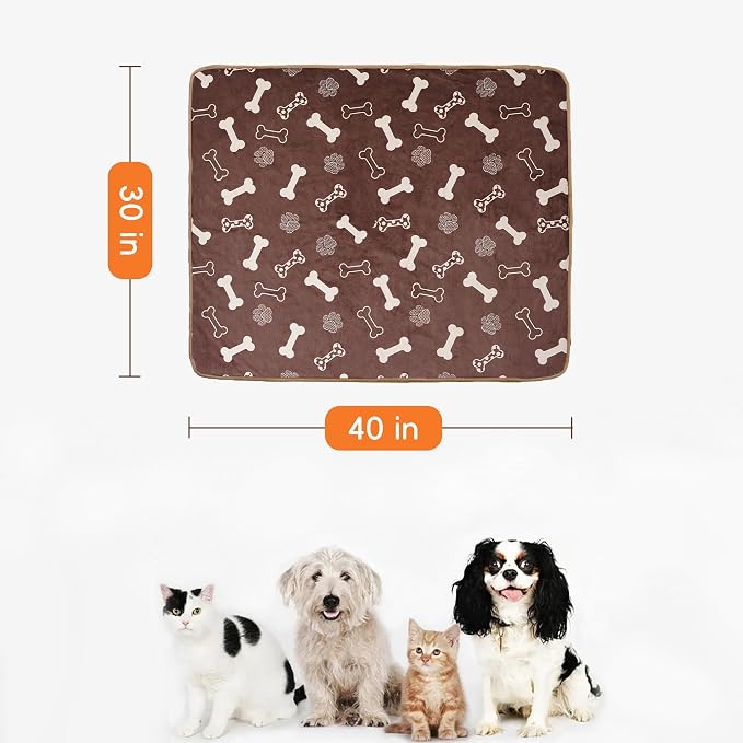 Waterproof Dog Blankets Pet Blanket, 30"x40" Cat Blanket for Indoor Cats, Soft Fluffy Sofa Car Bed Protector, Reversible Sherpa Fleece Puppy Blanket for Small Medium Dogs(Chocolate Brown) - Image 2