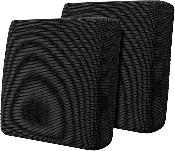 Hokway Stretch Couch Cushion Covers, 2 Piece Individual Sofa Cushion Slipcovers，Jacquard Sofa Seat Slipcover Set, Non-Slip Protector for Cushion (Black,Small-2PC) by Hokway