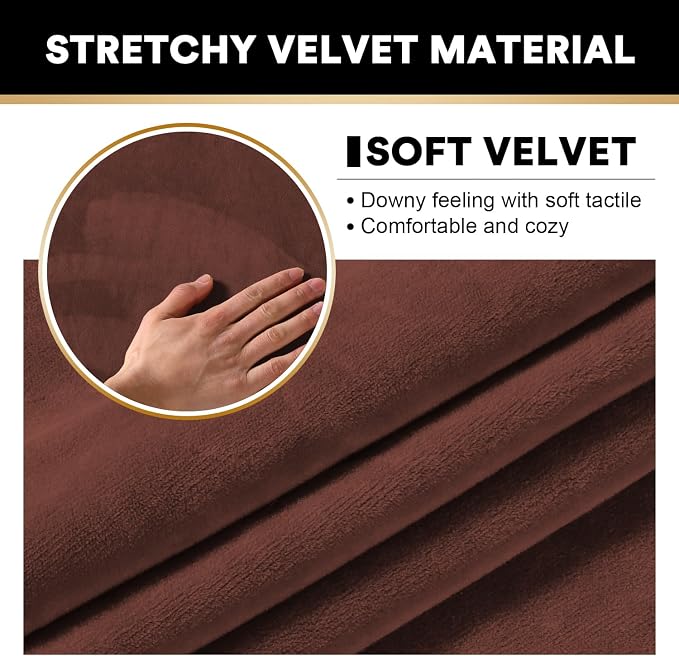 PrinceDeco Couch Cover Velvet Plush Sofa Covers for 2 Cushion Couch Width Up to 90 Inch Washable Furniture Protector Pet Friendly No Slip Sofa Slipcover(Medium-Large, Burnt Brick) - Image 4