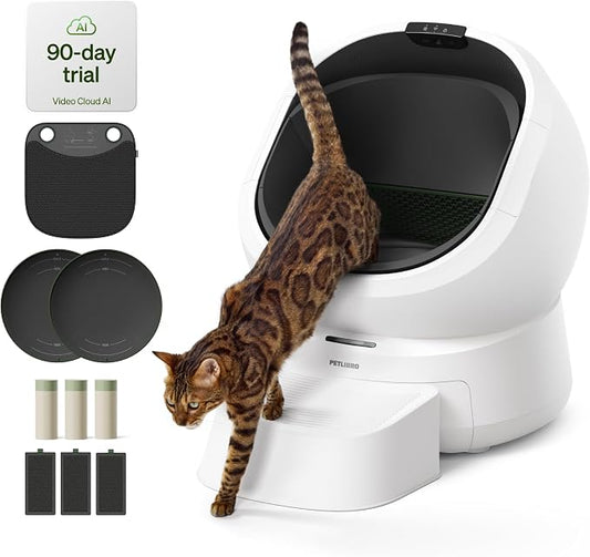 PETLIBRO Automatic Litter Box with Accessories Kit & 90-Day AI Trial, Large Open-Top Self Cleaning Litter Box with AI-Camera Waste Analysis, Multi-Cat Recognition, Usage Tracking and Auto Odor Control by Unknown
