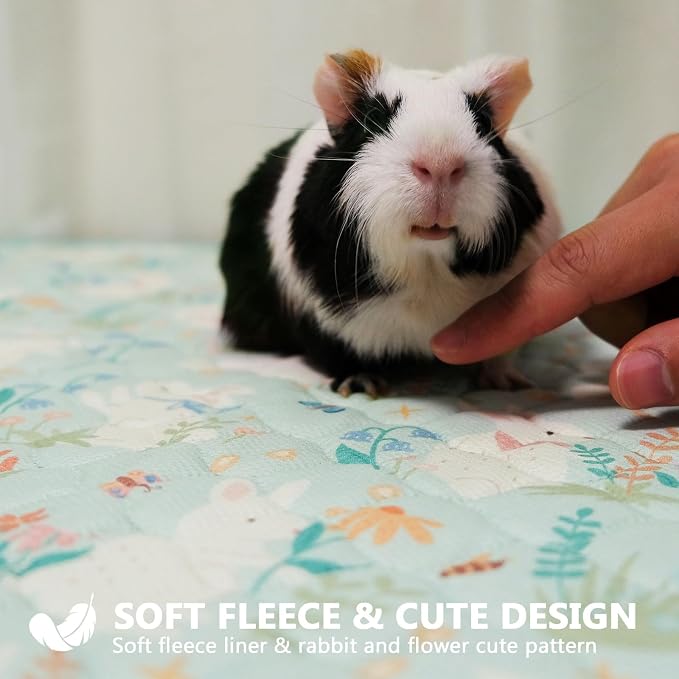 Guinea Pig Bedding, Guinea Pig Fleece Cage Liner 49x24 2Pack, Washable Waterproof Reusable & Anti Slip, Absorbent Guinea Pig Pee Pad for Small Animal, Rabbit, Bunny, Chinchilla, Green - Image 4