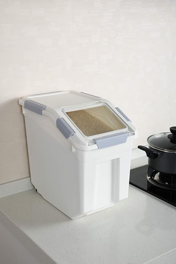 EonTone [2-Pack] 30 lbs Rice Storage Container, 15L Airtight Food Bin with Wheels for Flour, Pet Food - Image 10