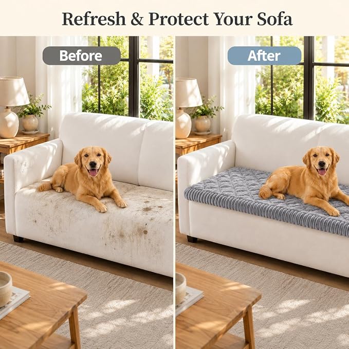 NILUOH Couch Cover for Dogs Washable, Non Slip Furniture Protector for Pet | Suitable for Leather & Fabric Loveseat/Small Couch, Prevents Pet Hair, Scratches & Stains, Pet Friendly, 27.6"x59" - Image 7
