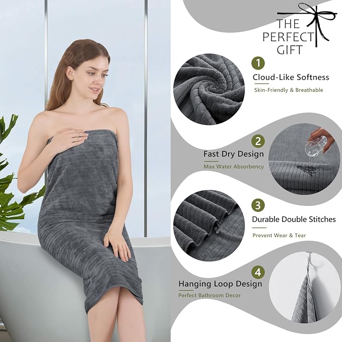 Extra Large Bath Sheet Set of 4,Ultra Soft Fluffy Towel,35”x 70”Oversized Bath Towel Set,Premium Microfiber Bathroom Towel Set Highly Absorbent Quick Dry Shower Towel for Bathroom,Hotel,Spa(Grey) - Image 3