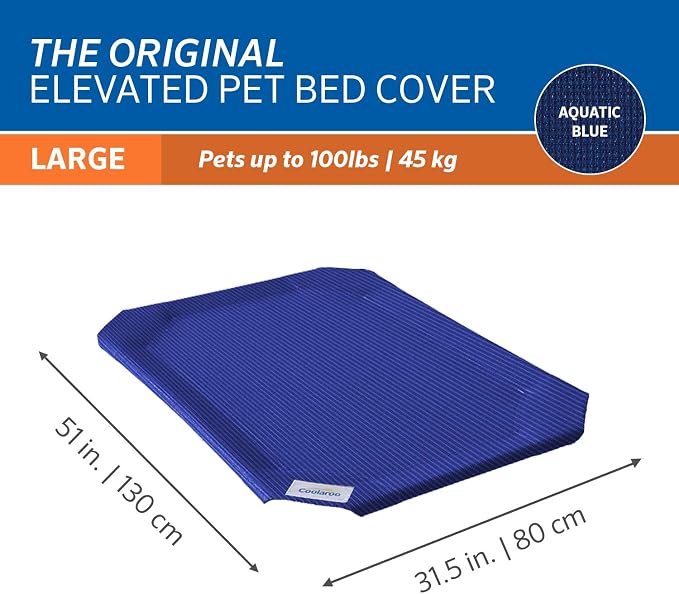 The Original Coolaroo Elevated Pet Bed Replacement Cover, Large, Aquatic Blue - Image 3