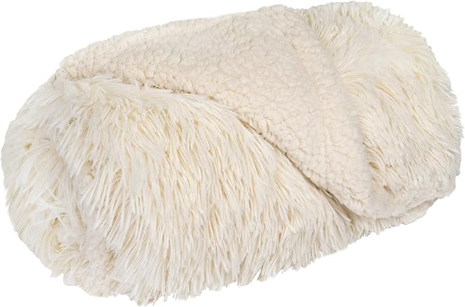 PetAmi Waterproof Dog Blanket for Couch, Bed & Furniture,Reversible Sherpa & Faux Fur Pet Blanket, Leakproof Blanket for Puppy Cat, Washable Soft Calming Pet Couch Protector (29x40, Cream Beige) by PetAmi