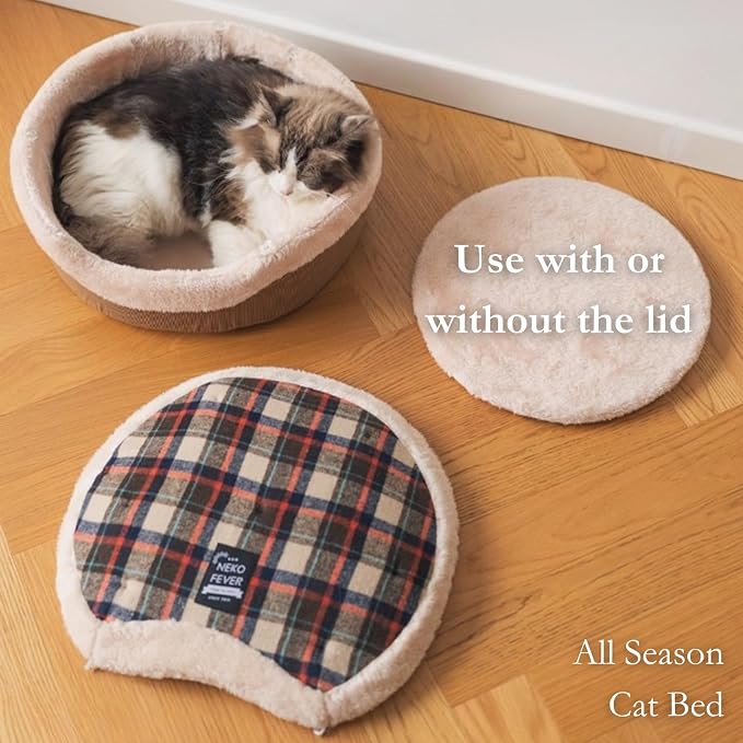Cat Bed Cave - Enclosed Hideaway with Detachable Lid for Kitten (Yellow) | Covered round house, Removable top, Separate liner, Cozy privacy nook, Apartment-friendly shelter, Easy cleaning setup - Image 6