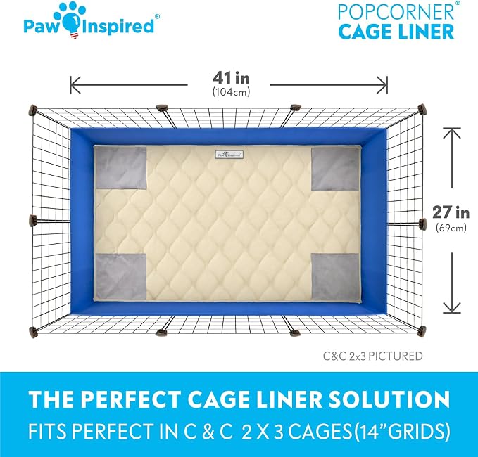 Paw Inspired PopCorner Washable Fleece Cage Liners, C&C 2x3, Beige | Reinforced Corners, Super Absorbent Mat, Bedding, Waterproof Bottom, Guinea Pigs, Ferrets, Rabbits, Hamsters, Small Animals - Image 4