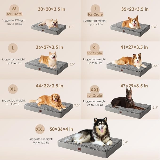 EHEYCIGA Orthopedic Dog Bed Extra Large with Removable Washable Cover, 41IN | Egg Crate Foam Support, Durable Oxford fabric, Non-Slip Bottom, Machine Washable, Soft Waterproof Plush Pet Bed Mat For Crate - Image 2