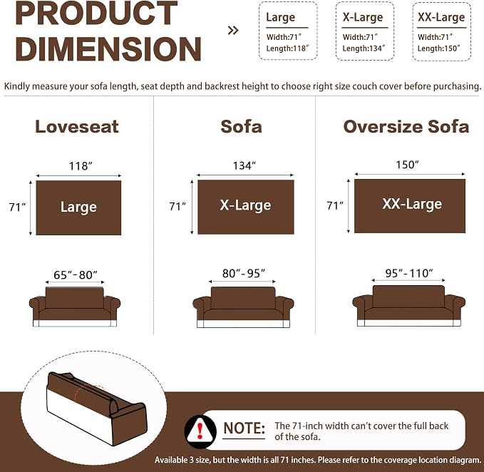 DREAMINGO Brown Japandi Couch Cover Boho Tribal Jacquard Sofa Covers for 3 Cushion Couch Thick Soft Chenille Living Room Furniture Futon Sectional Sofa Slipcovers Washable, X-Large 71"x134" - Image 2