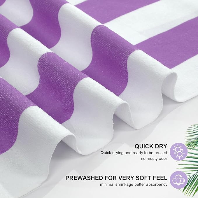EBOOT 10 Pack Oversized Beach Towel Set Extra Large Pool Towels Microfiber Quick Dry Swim Blanket for Adult Women Men Face Hand Body Bath Travel Pool(Pastel Color,28 x 59 Inch,Cabana Stripe) - Image 3