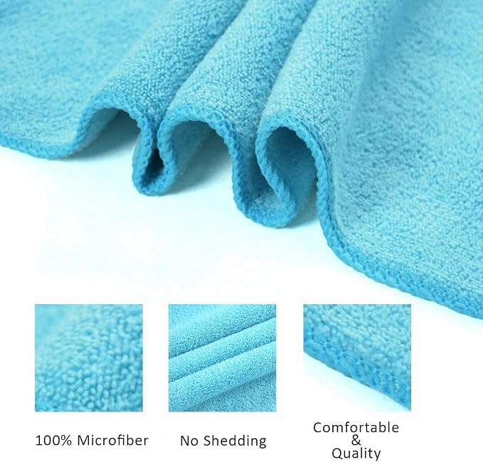 JML Microfiber Bath Towel Set, 27" x 55", 6 Pack, Purple/Grey/Light Blue | Extra Absorbent, Fast Drying, Lint Free, Fade Resistant, Hanging Loop, Multipurpose for Swimming, Fitness, Sport, Yoga - Image 3