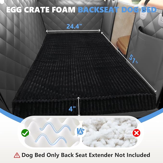 Dog Bed for Car Back Seat 4in, Non-Slip Backseat Pet Mat Standard | Soft Blanket for Travel, Plaid Flannel, Quilted PP Cotton Filling, Non-Slip Backing, Machine Washable, Fit Backseat Extenders - Image 4