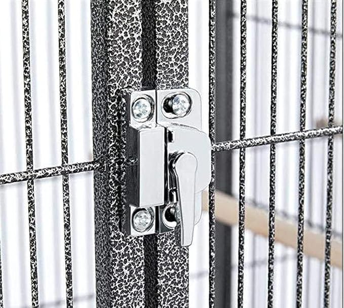 X-Large Elegant and Durable Wrought Iron Play Ground Perch Stand Top Climbing Ladder Bird Parrot Rolling Metal Cage with Around Seed Guard Storage Shelf On Heavy Duty Lockable Rolling Wheels - Image 7