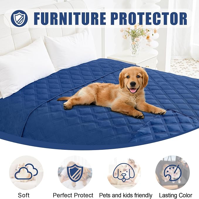 Smiry Waterproof Dog Bed Cover, Reversible Pet Blanket for Sofa Couch | Soft Washable Dog Blanket, Leakproof Couch Cover for Dogs Cats & Furniture Protection, 40x80, Navy/Navy - Image 8