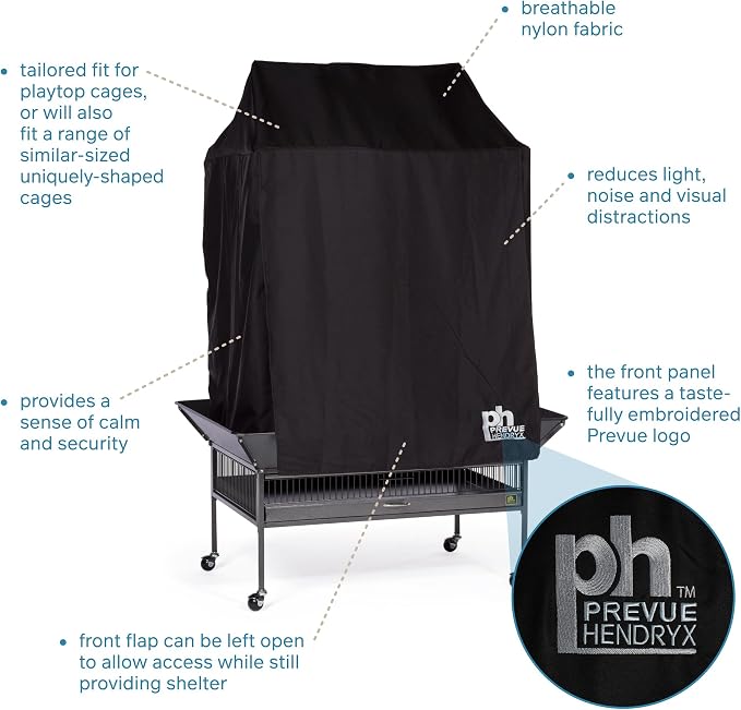 Prevue Pet Products Large Bird Cage Cover - 12505 Black 36" L x 24" W x 49" H - Image 3