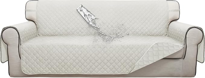 ISSUNTEX Double Protection 100% Waterproof Sofa Covers for Living Room, Reversible Couch Covers for 3 Cushion Couch Sofa, Furniture Protector Sofa Cover for Pets (X Large, Ivory/Ivory) by ISSUNTEX