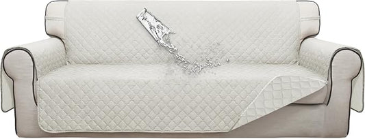 ISSUNTEX Double Protection 100% Waterproof Sofa Covers for Living Room, Couch Covers for 3 Cushion Couch Sofa, Reversible Furniture Protector Sofa Cover for Dogs, Pets, Kids (Sofa, Ivory/Ivory) by ISSUNTEX
