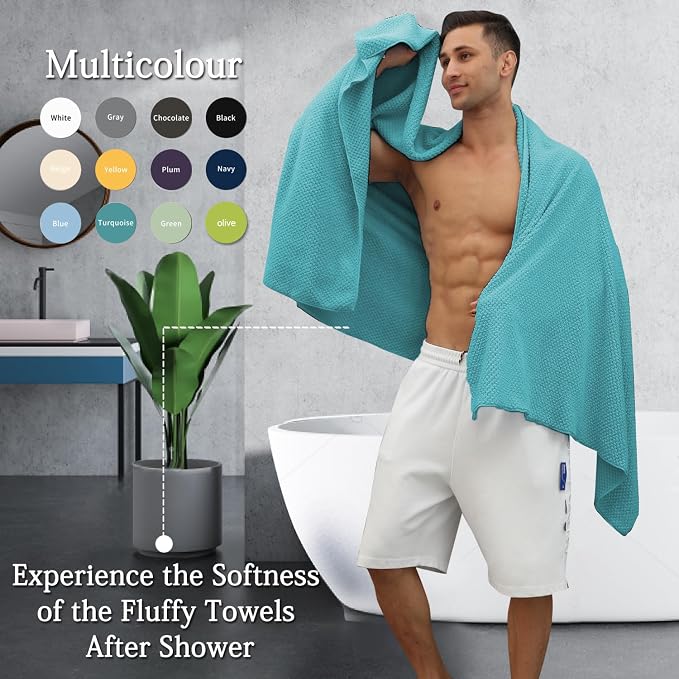 Hailea Extra Large Bath Towels Set 35x70 Inches - Aqua Luxury 600 GSM Oversized Bath Sheet Towel,Ultra Soft Microfiber - Quick Dry,Highly Absorbent Shower Towels Spa Hotel Bathroom Towel Set (4-Pack) - Image 5