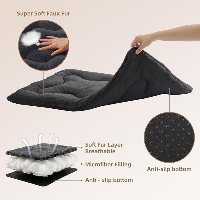 Dog Bed 30" for Metal Crate Pad, Washable Kennel Mat for Medium Dogs & Pets | Soft faux rabbit fur, non-slip,machine wash/dry, plush cushioning, for crates, floors & travel, multiple sizes for all breeds - Image 4