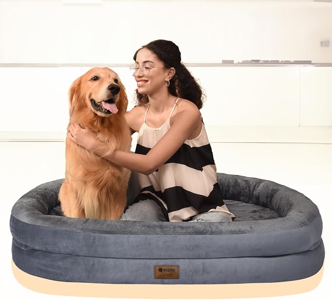 Orthopedic Jumbo Dog Bed for Extra Large Dogs, Giant Waterproof Dog Bed for Large Breed Dogs, Supportive Egg Crate Foam Pet Bed with Removable Washable Cover & Non-Slip Bottom, Dark Grey - Image 7