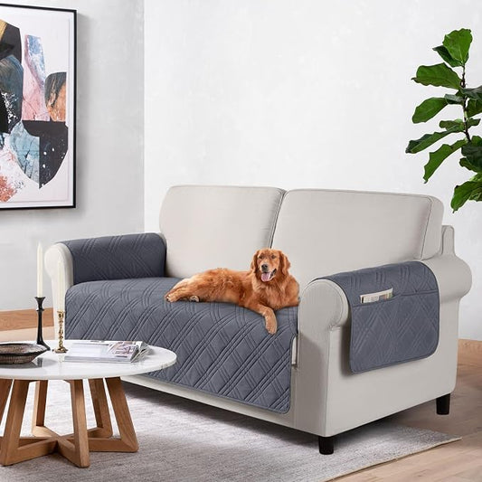 TAOCOCO Waterproof Loveseat Covers for Pets Dogs with Non Slip Backing, Sofa Seat Covers with Pocket for 2 Cushion Couch Washable Dog Couch Cover Protector Sofa Slipcovers(Loveseat Plus, Dark Grey) by TAOCOCO