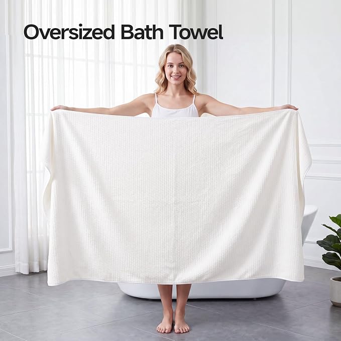 ecolook Microfiber Large Bath Towel Set of 6, Soft & Highly Absorbent,Beige | 2 Oversized Bath Towels (35"x70"), 2 Hand & 2 Washcloths | Quick Dry, Low Lint Towels for Bathroom, Spa, Gym, Hotel & Travel - Image 5