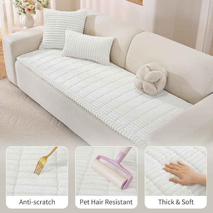 Couch Cover for Dogs,Washable Non-Slip Pet Friendly Sofa Protector | Thick Flannel Sofa Cover,Nonslip, Washable,Anti-Pilling,Pet Friendly,for Dogs & Cats,Cozy Protect Against Fur,27.6" x 27.6" - Image 4