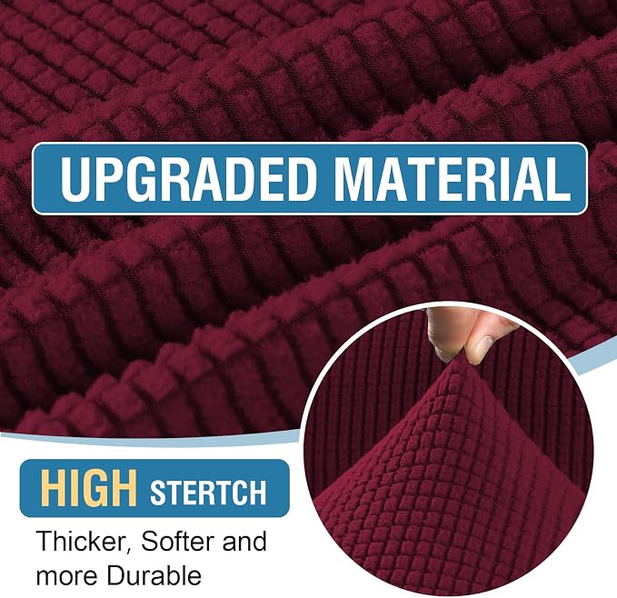 H.VERSAILTEX Sectional Couch Covers 6 Pieces Stretch Sofa Covers for Sectional Sofa Set Separate L Shaped Couch Cover for Both Left/Right Couch (Seat and Back: 1 Chaise + 2 Sofa, Burgundy) - Image 4