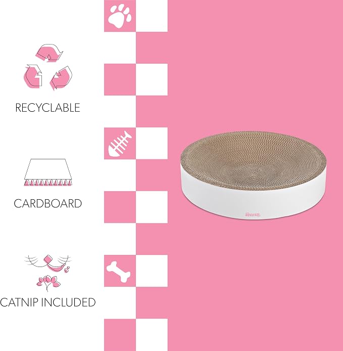CSR1010I Nelson 20.13" Modern Cardboard Round Bowl Cat Scratcher with Catnip, Cloud - Image 4