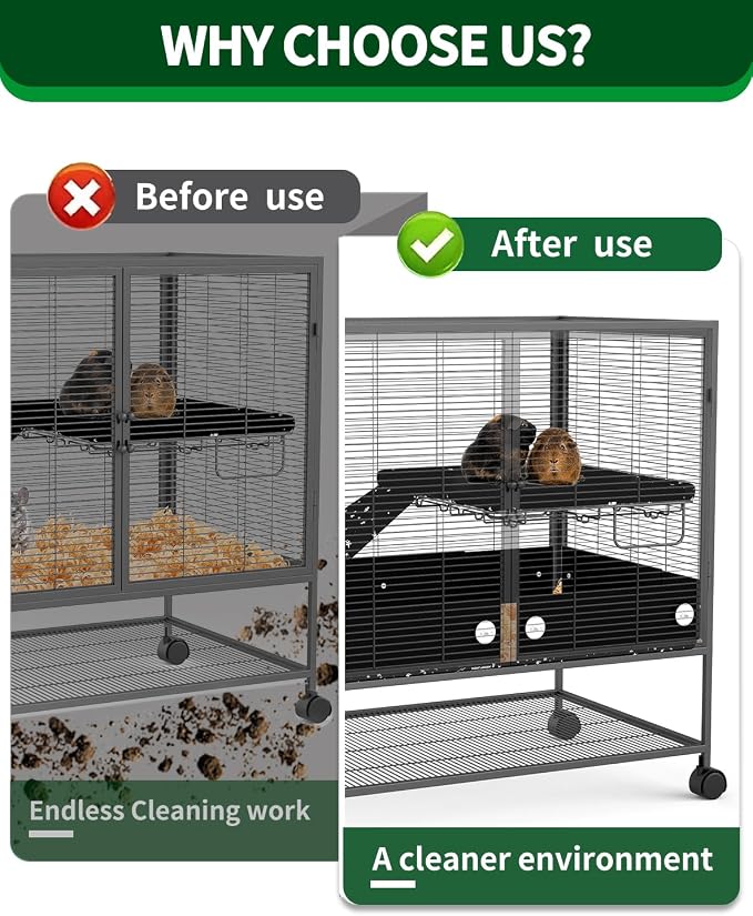 C-LIGHT Ferret Cage Scatter Guard Set, Anti-Splash Barrier, Rustproof | Aluminum for Ferret Nation & Critter Nation Cages, Urine Guard Chinchilla Cage Accessories, Blocks Waste/Food/Falling Debris - Image 3