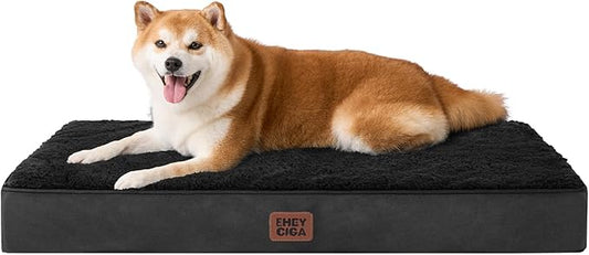 EHEYCIGA Orthopedic Dog Bed Large with Removable Washable Cover, 35IN Black | Egg Crate Foam Support, Durable Oxford fabric, Non-Slip Bottom, Machine Washable, Soft Waterproof Plush Pet Bed Mat For Crate by EHEYCIGA