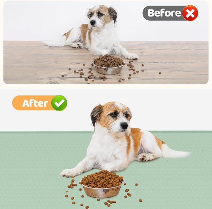 Dog Food Mat 51''x25.6'' Extra Large Dog Mat for Food and Water,Green | Silicone Dog Bowl Mat with Raised Edge, Waterproof Non-Slip Pet Feeding Mat for Floors, fit for Dog Cat Bowls - Image 4